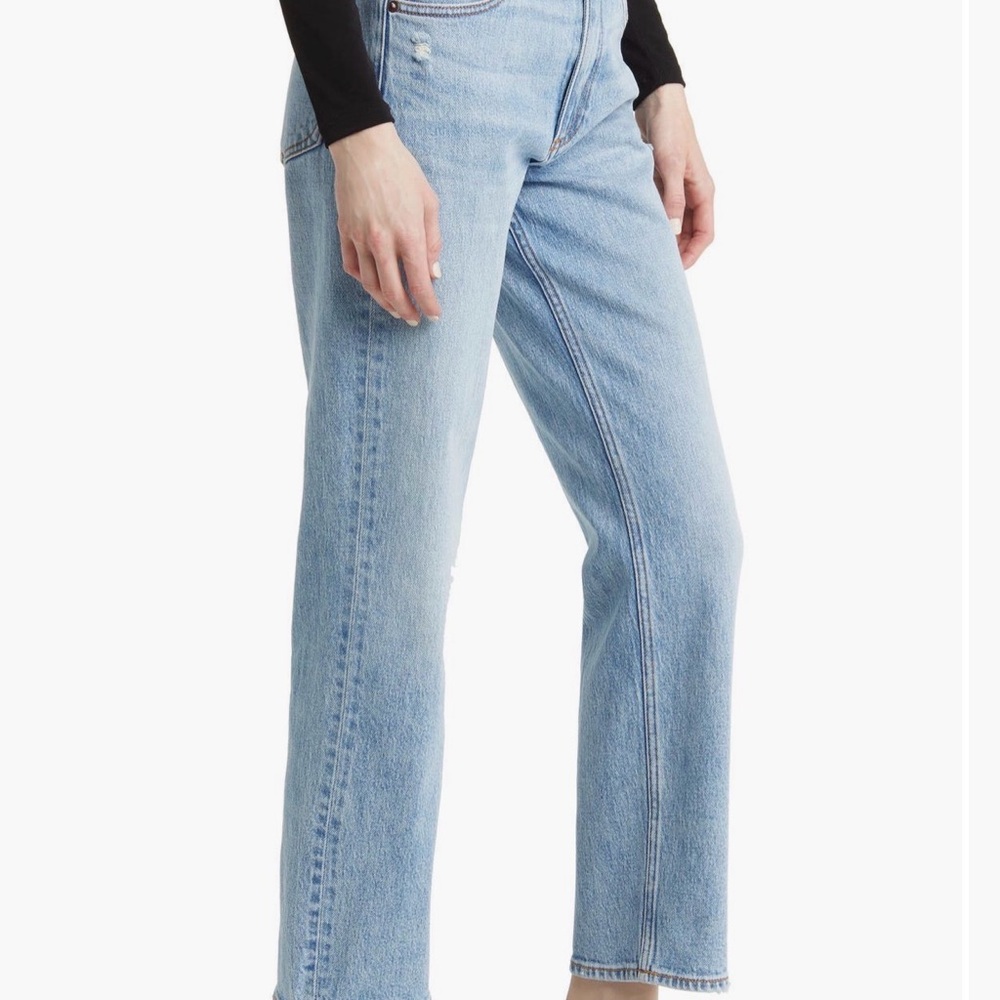 rag & bone Harlow Mid-Rise Distressed Ankle Straight Jeans Size 28
